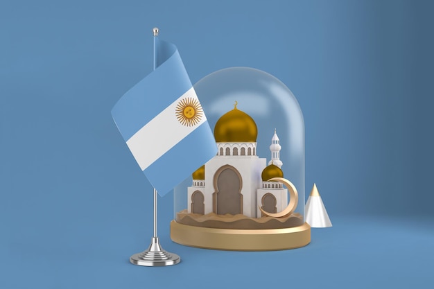 Gratis foto ramadan argentinië vlag en moskee