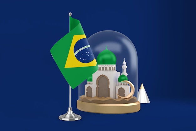 Gratis foto ramadan brazilië vlag en moskee