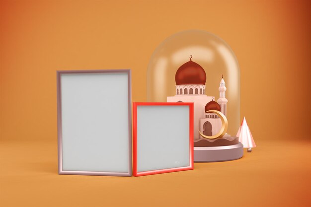 Ramadan Frames Met Moskee Perspectief Kant