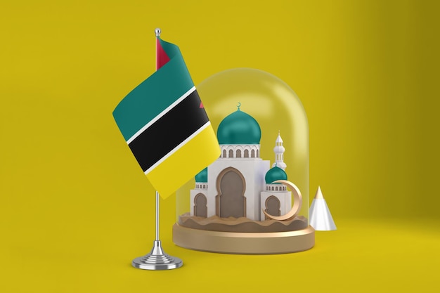 Gratis foto ramadan mozambique vlag en moskee