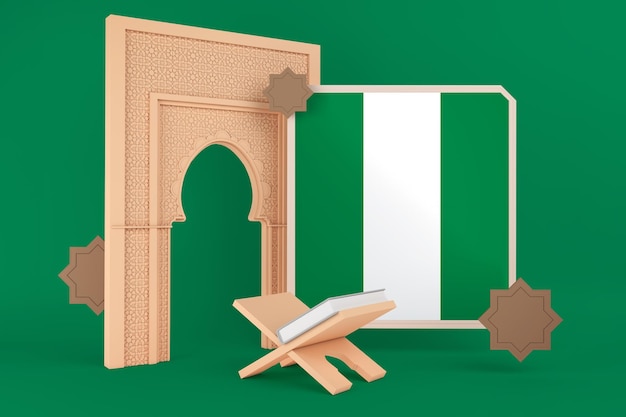 Gratis foto ramadan nigeria vlag en islamitische achtergrond