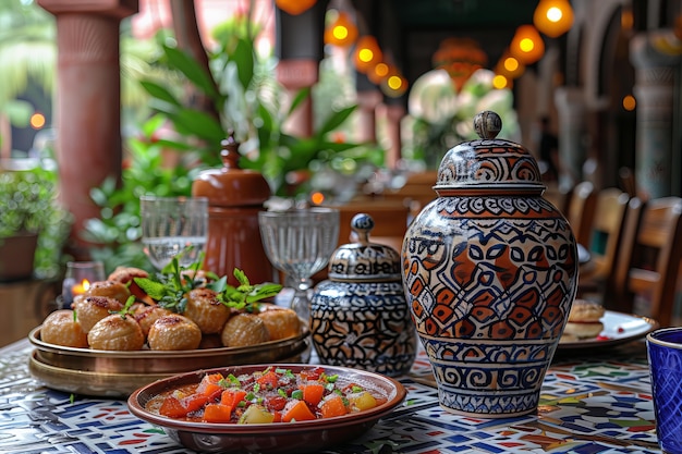 Gratis foto ramadanviering met heerlijk eten