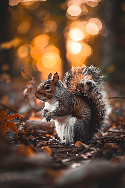 Gratis foto realistische eekhoorn in het natuurlijke leefgebied