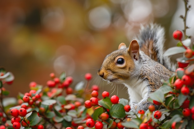 Gratis foto realistische eekhoorn in het natuurlijke leefgebied