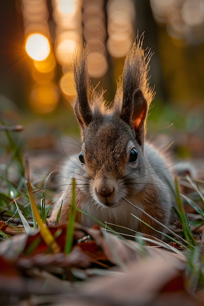 Gratis foto realistische eekhoorn in natuurlijke omgeving