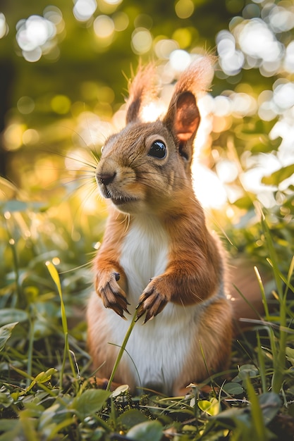 Realistische eekhoorn in natuurlijke omgeving