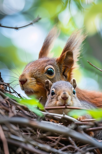 Gratis foto realistische eekhoorn in natuurlijke omgeving