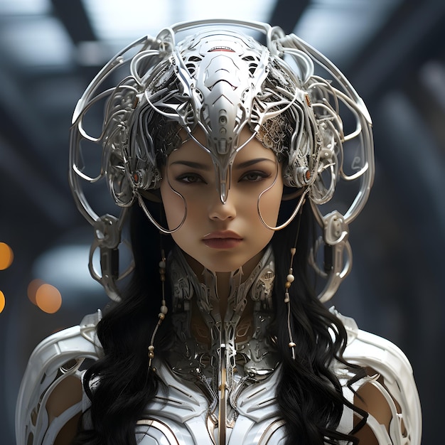Realistische futuristische sci-fi vrouwelijke portretten