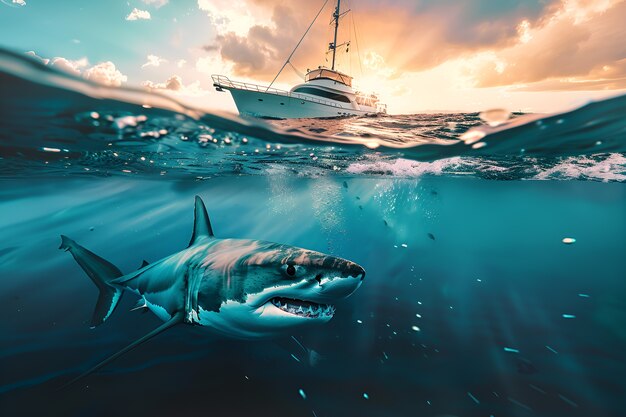 Realistische haai in de oceaan