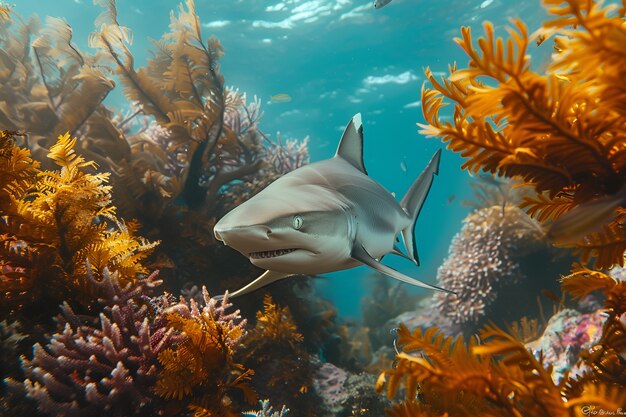 Gratis foto realistische haai in de oceaan