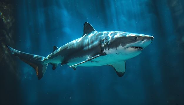 Gratis foto realistische haai in de oceaan