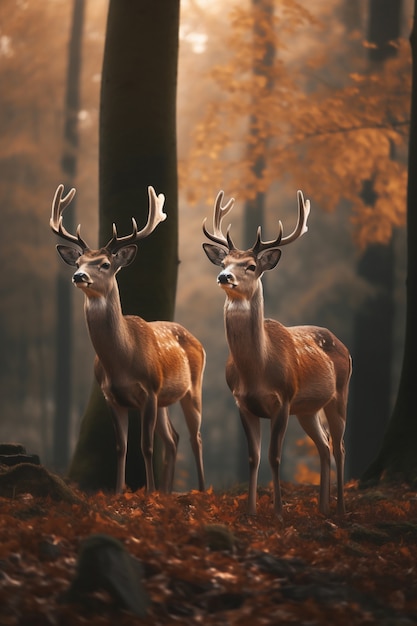 Realistische herten met natuurachtergrond