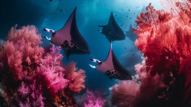 Realistische manta ray in zeewater