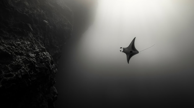 Gratis foto realistische manta ray in zeewater