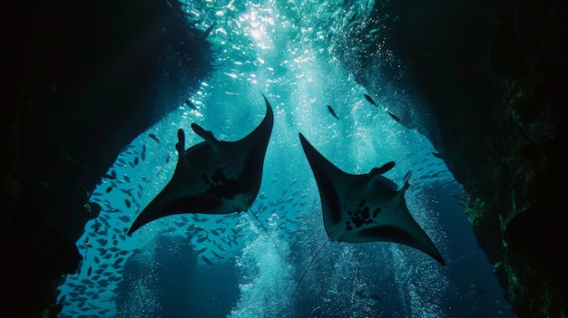 Gratis foto realistische manta's onder water