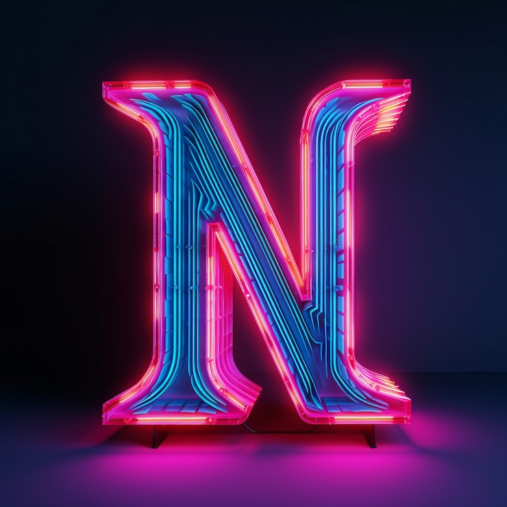 Gratis Foto realistische n-letter met neonlicht