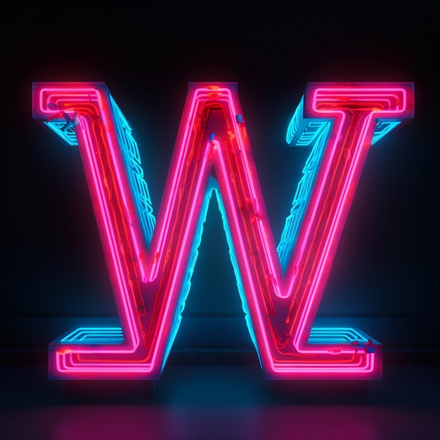 Realistische w-letter met neonlichten