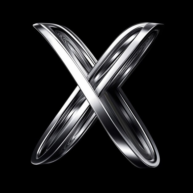 Realistische x-letter met metalen oppervlak