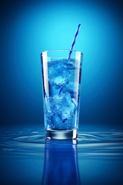 Reclame voor water met glas en ijs