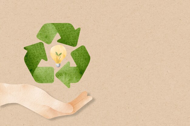 Recycle achtergrond met handsteun duurzaam idee aquarel