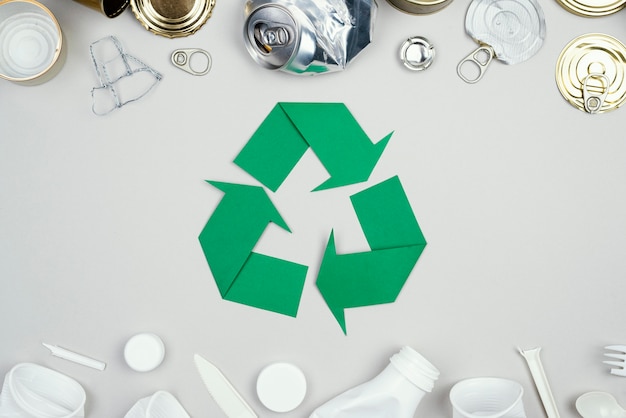 Recycling op een vlakke ondergrond