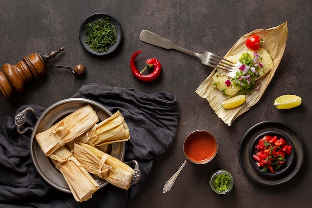 Regeling van heerlijke tamales op plaat