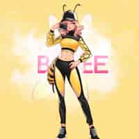 Gratis foto rendering van bee anime personage