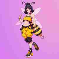 Gratis foto rendering van bee anime personage