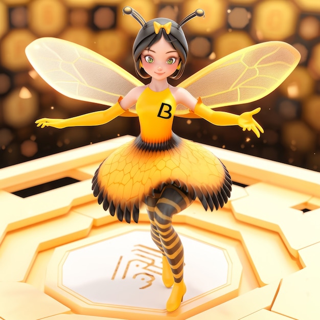 Gratis foto rendering van bee anime personage