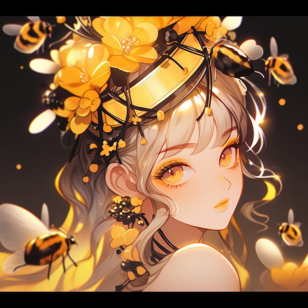 Gratis foto rendering van bee anime personage