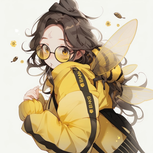 Gratis foto rendering van bee anime personage