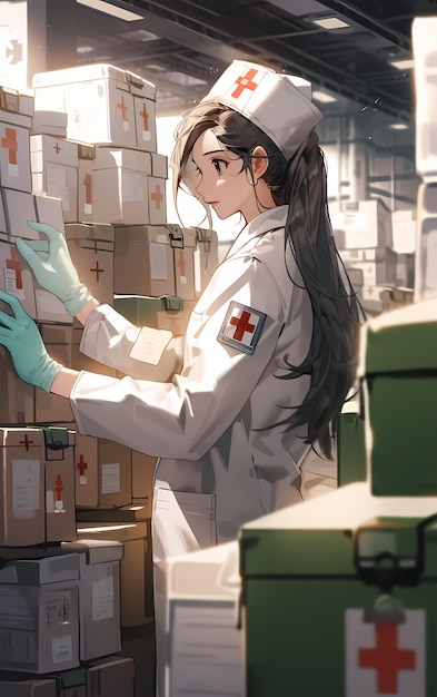 Gratis foto rendering van het portret van anime dokter