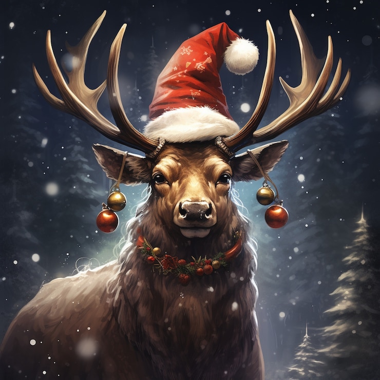 Gratis Foto rendieren met kerstversieringen
