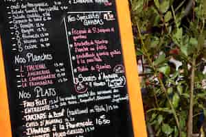 Gratis foto restaurant menu boord in frankrijk