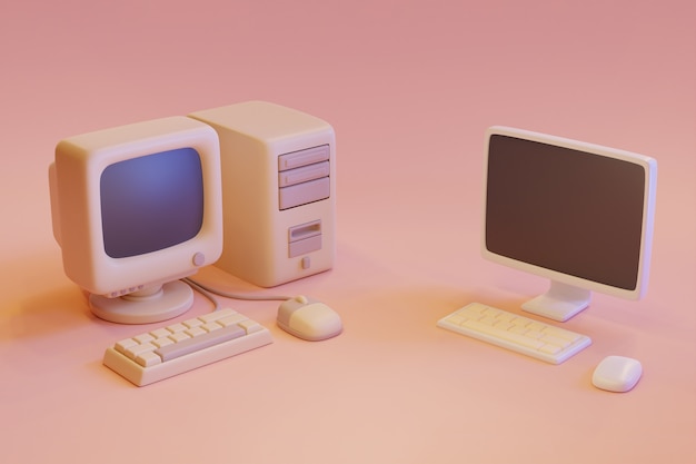 Retro-computer op het bureau