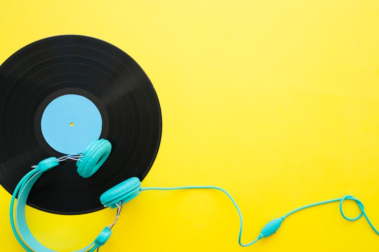 Gratis Foto retro gele muziekconcept