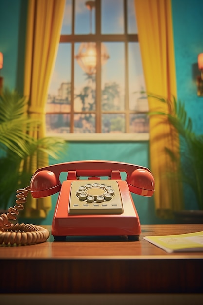 Gratis foto retro telefoon in woonkamer