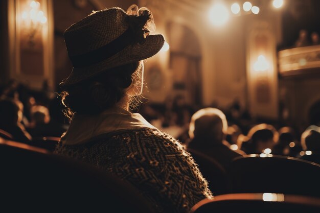 Retro theaterscène om Wereldtheaterdag te vieren