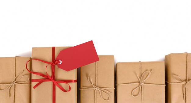 Rij van geschenken of pakketten