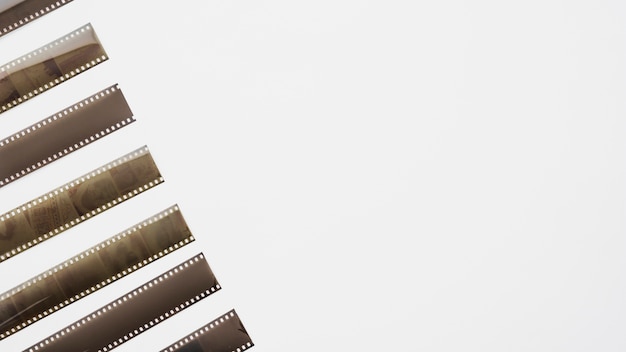 Rij van niet-gerolde filmstroken
