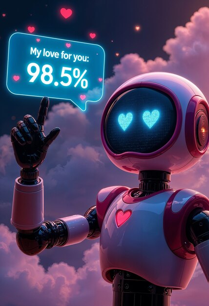 Robots in liefde Valentijnsdag viering