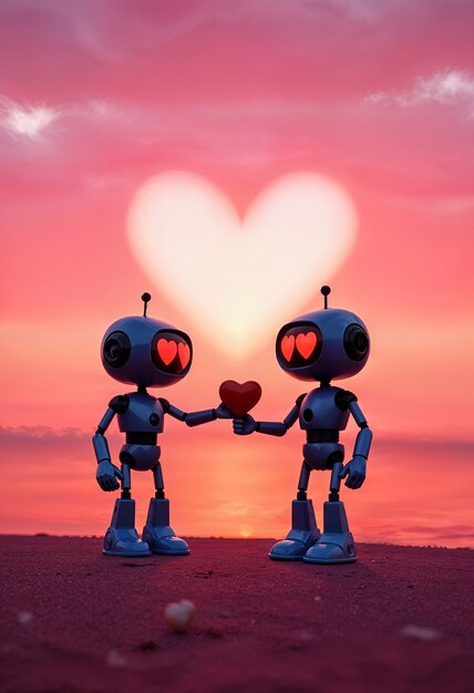 Robots in liefde Valentijnsdag viering
