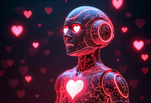 Robots in liefde Valentijnsdag viering