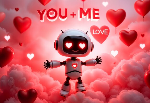 Robots in liefde Valentijnsdag viering