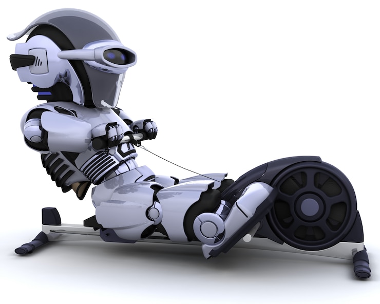 Gratis Foto robots oefenen op roeimachine