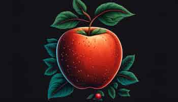 Gratis foto rode appel op een donkere achtergrond generatieve ai