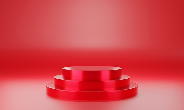 Rode cirkel product display podium of lege podium sokkel achtergrond 3d-rendering