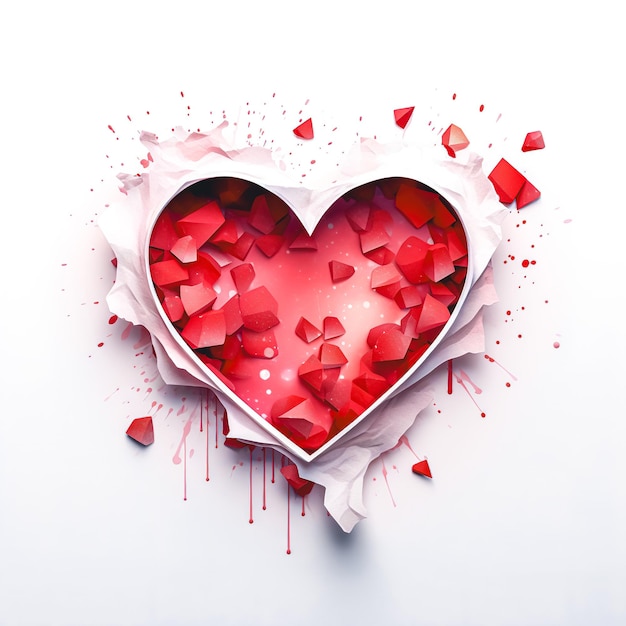 Gratis foto rood hart op een witte achtergrond top view valentijnsdag kaartje ontwerp