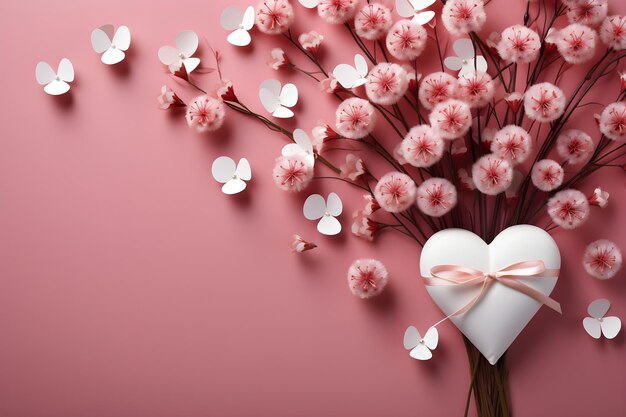 roze bloemen decor Valentijnsdag kaart