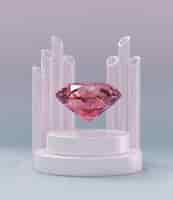 Gratis foto roze diamanten achtergrond met gloeiend podium